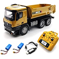 MODELTRONIC Camión Radio Control de Metal Huina 1582 Escala 1-14 con volquete RTR Movimientos proporcionales con Luces y…